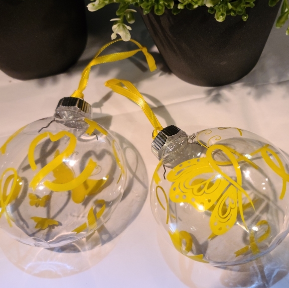 Ornaments - Yellow Ribbons- Cancer Awareness - Choose 1 of 2 NWT - Picture 1 of 3